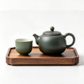 Matte Green Ceramic Teapot and Tea Cup Set