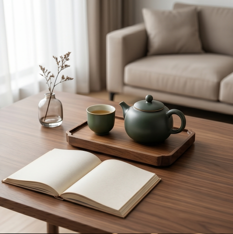 Matte Green Ceramic Teapot and Tea Cup Set