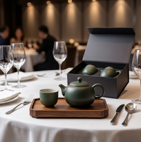Matte Green Ceramic Teapot and Tea Cup Set