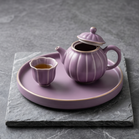 Lotus-Inspired Lavender Ceramic Tea Set