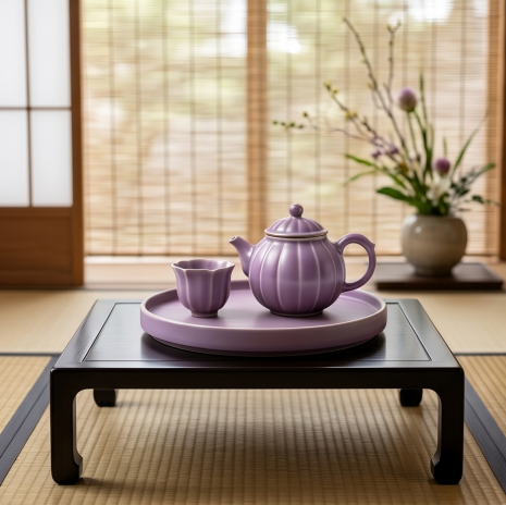 Lotus-Inspired Lavender Ceramic Tea Set