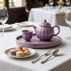Lotus-Inspired Lavender Ceramic Tea Set