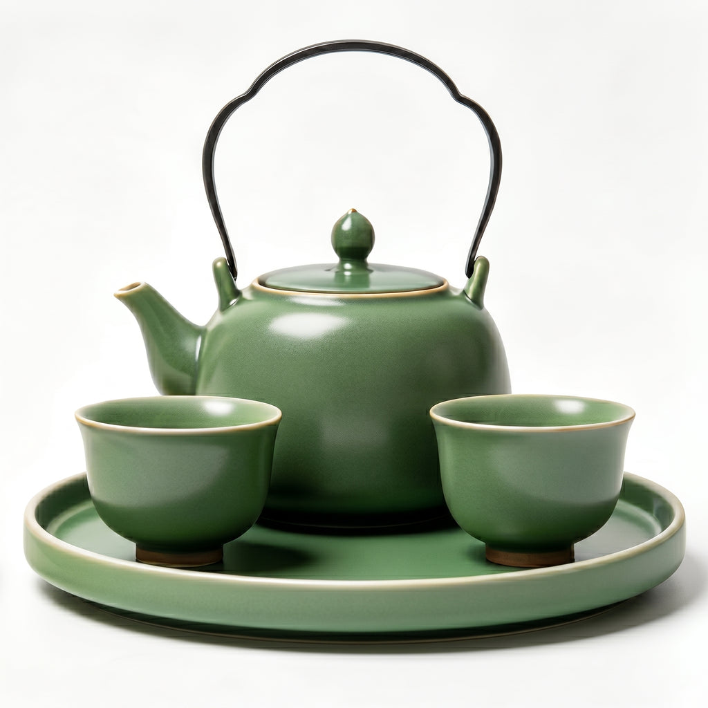 Matte Forest Green Ceramic Tea Service