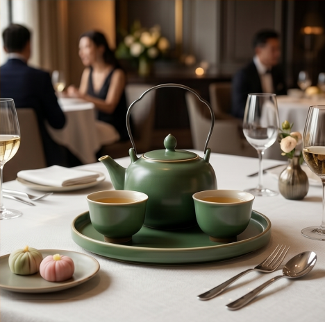 Matte Forest Green Ceramic Tea Service