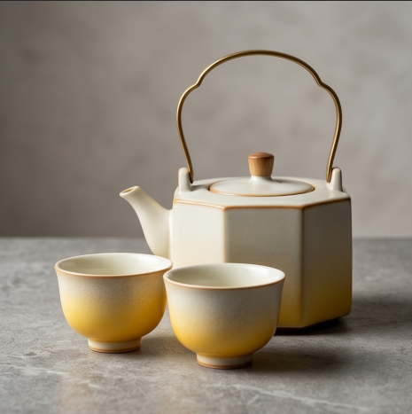Hexagonal Ombre Ceramic Tea Set
