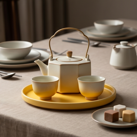 Hexagonal Ombre Ceramic Tea Set