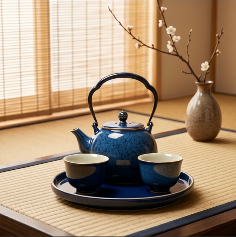 Speckled Midnight Blue Ceramic Tea Set
