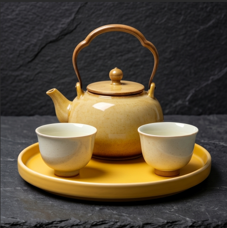 Speckled Sandstone and Amber Ceramic Tea Set