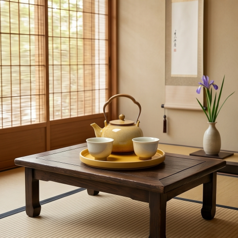 Speckled Sandstone and Amber Ceramic Tea Set