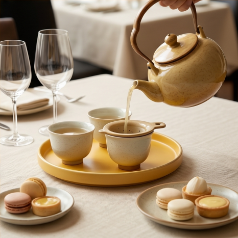 Speckled Sandstone and Amber Ceramic Tea Set