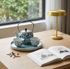 Blue and White Floral Porcelain Tea Set