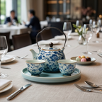 Blue and White Floral Porcelain Tea Set