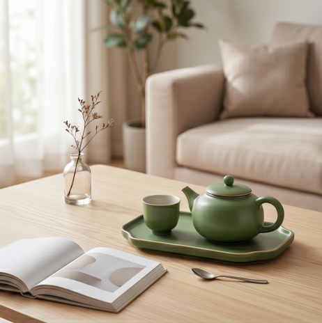 Matte Sage Ceramic Tea Service