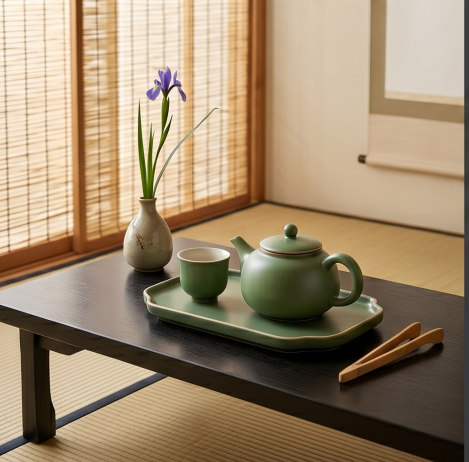 Matte Sage Ceramic Tea Service