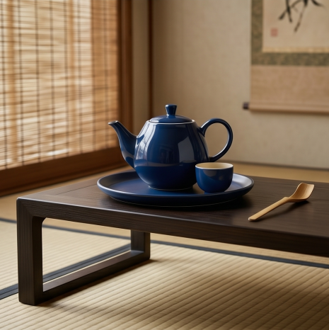 Glossy Cobalt Ceramic Tea Set