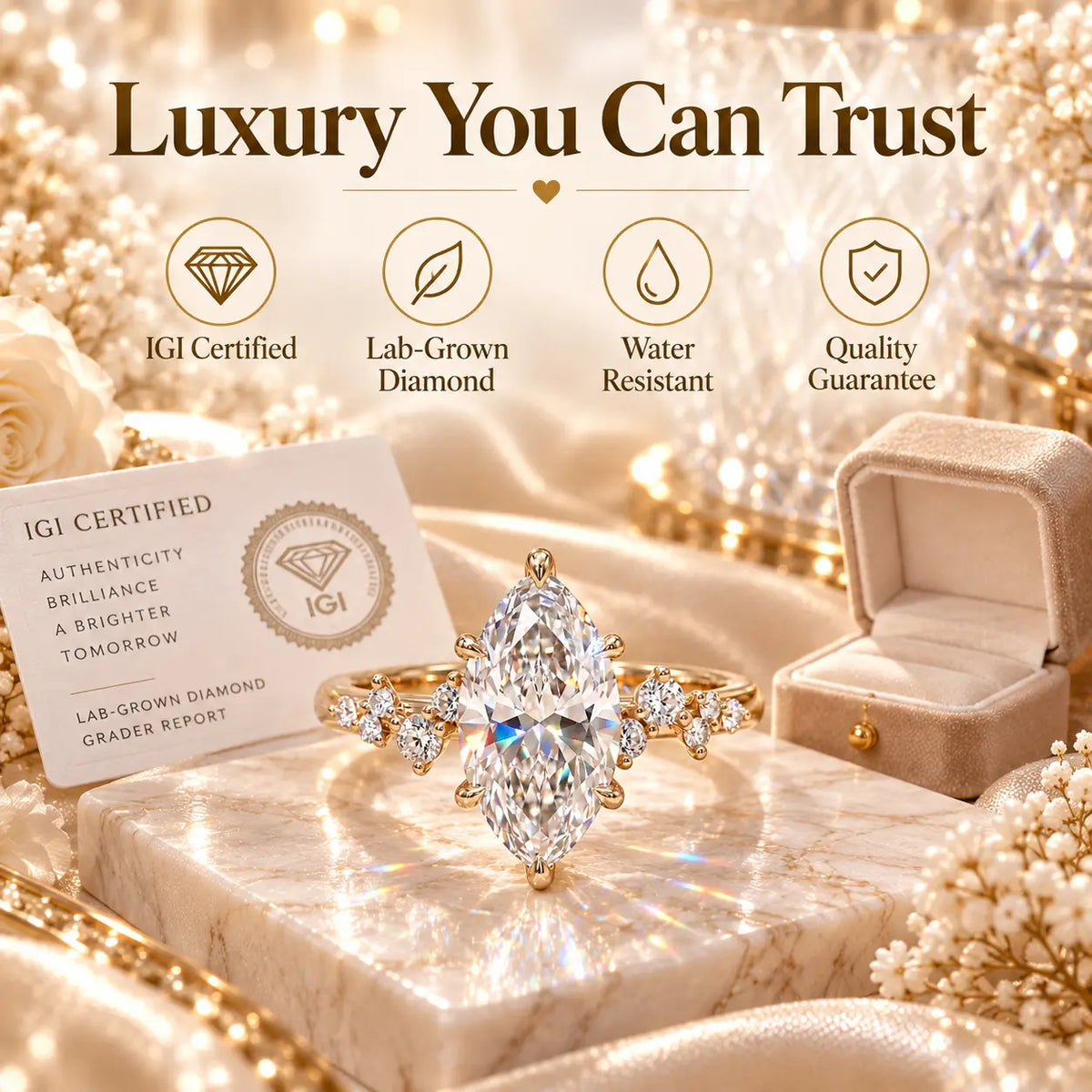 A Timeless Marquise Diamond Ring Designed To Make Every Woman Feel Elegant, Loved & Unforgettable-Last Day Sale-90% OFF🔥