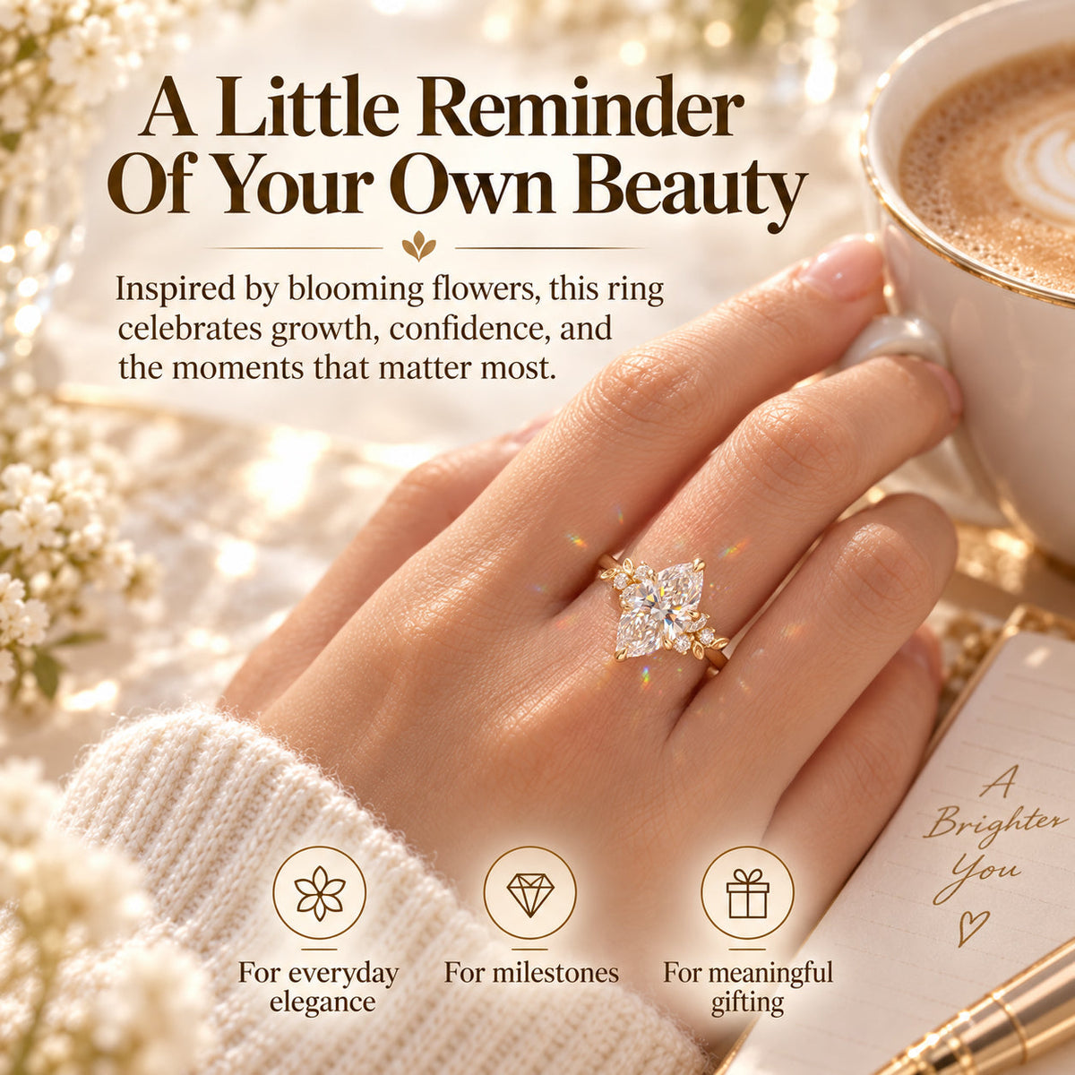 A Stunning Marquise Lab Diamond Ring Designed To Make Your Hands Look More Elegant — With Romantic Floral Details And Luxury Sparkle You'll Love Every Day-Last Day Sale-90% OFF🔥