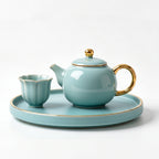 Ceramic Tea Set with Gold Accents
