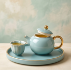 Ceramic Tea Set with Gold Accents