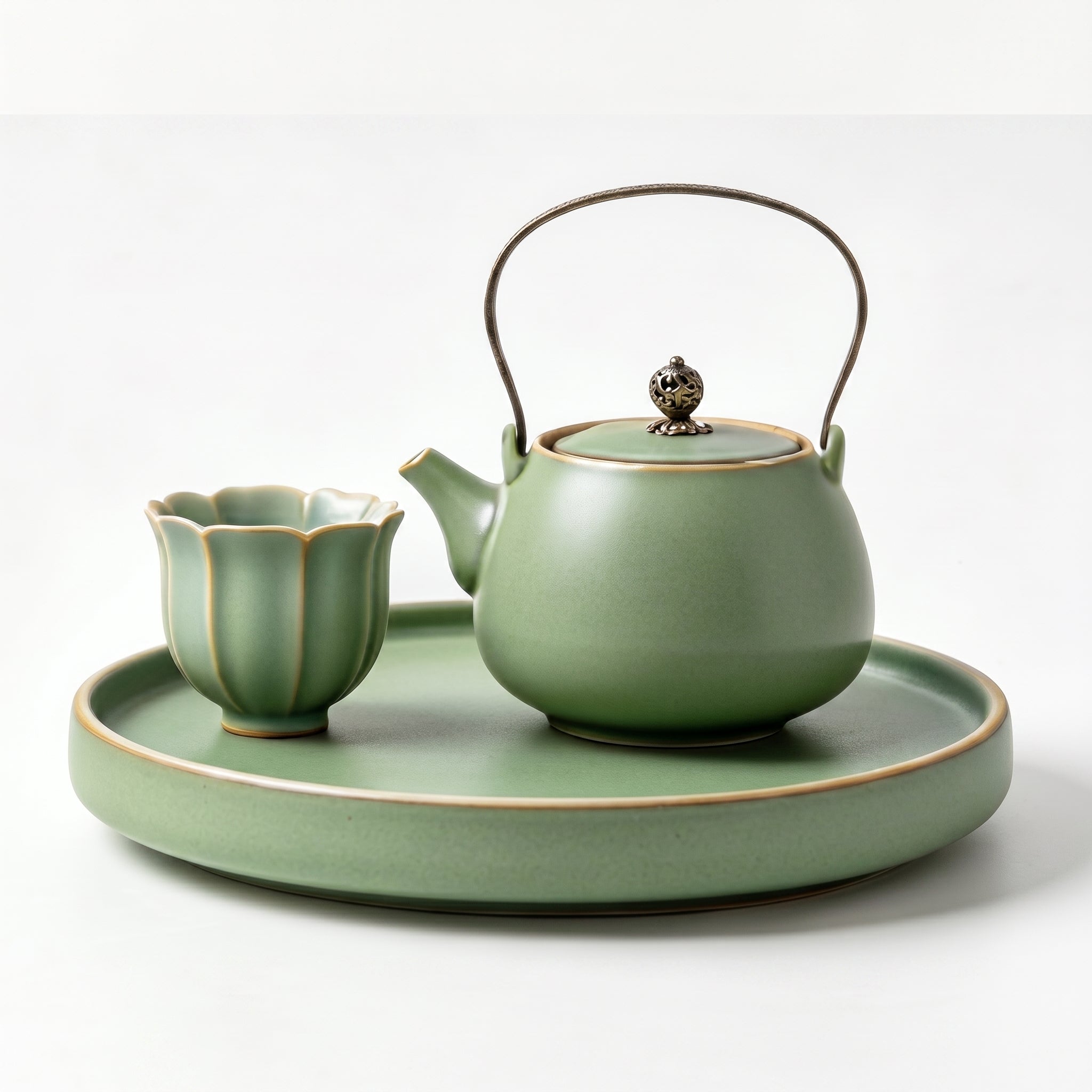 Vintage Sage Ceramic Tea Set