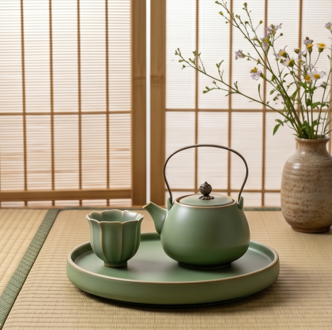 Vintage Sage Ceramic Tea Set