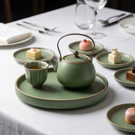 Vintage Sage Ceramic Tea Set