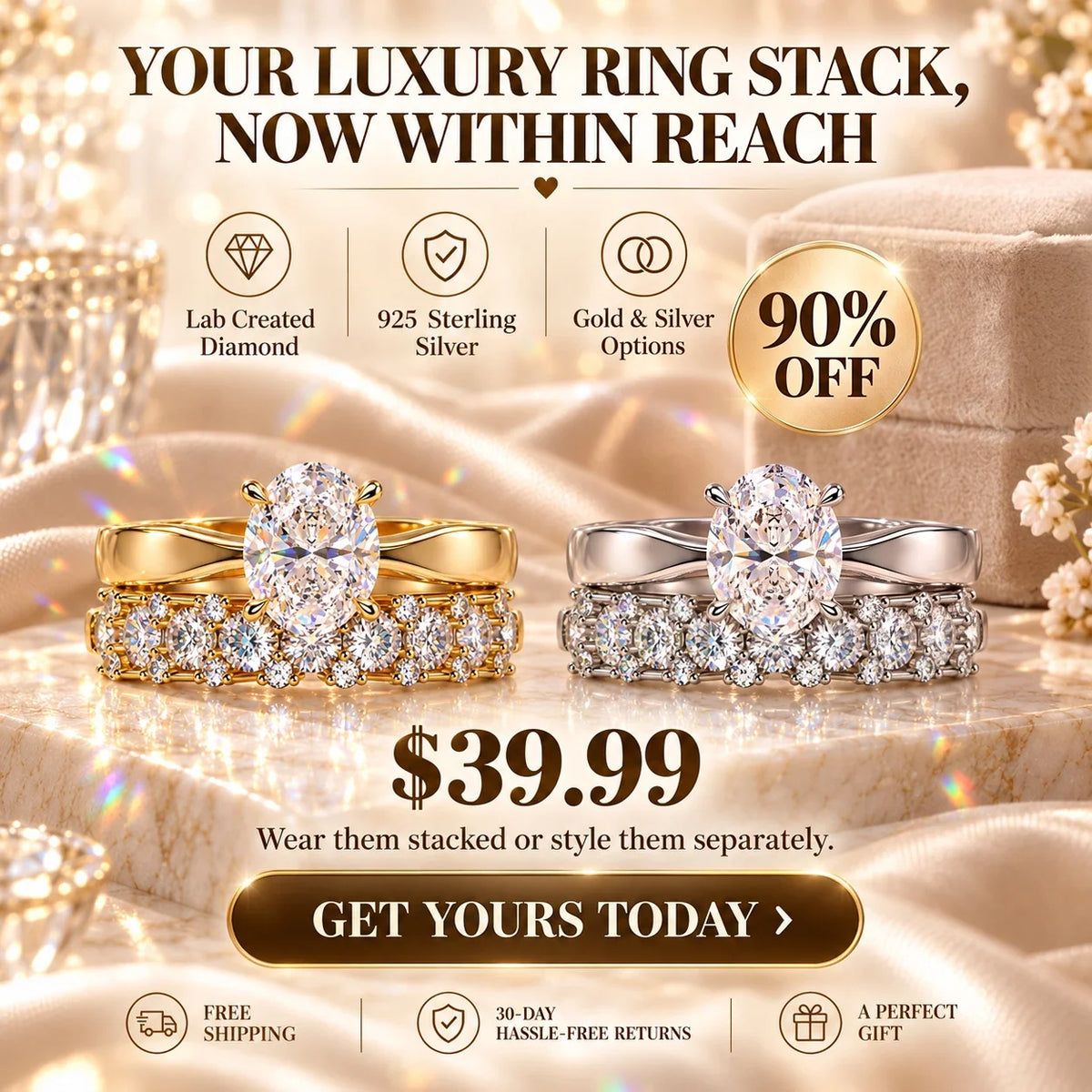 A Timeless Diamond Ring Stack Designed To Celebrate Your Forever Moments-Last Day Sale-90% OFF🔥