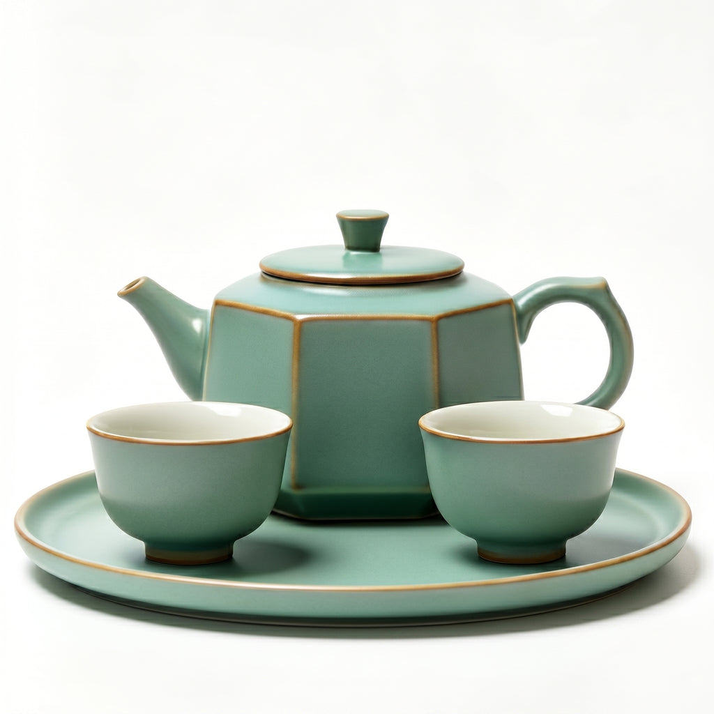Hexagonal Celadon Tea Service