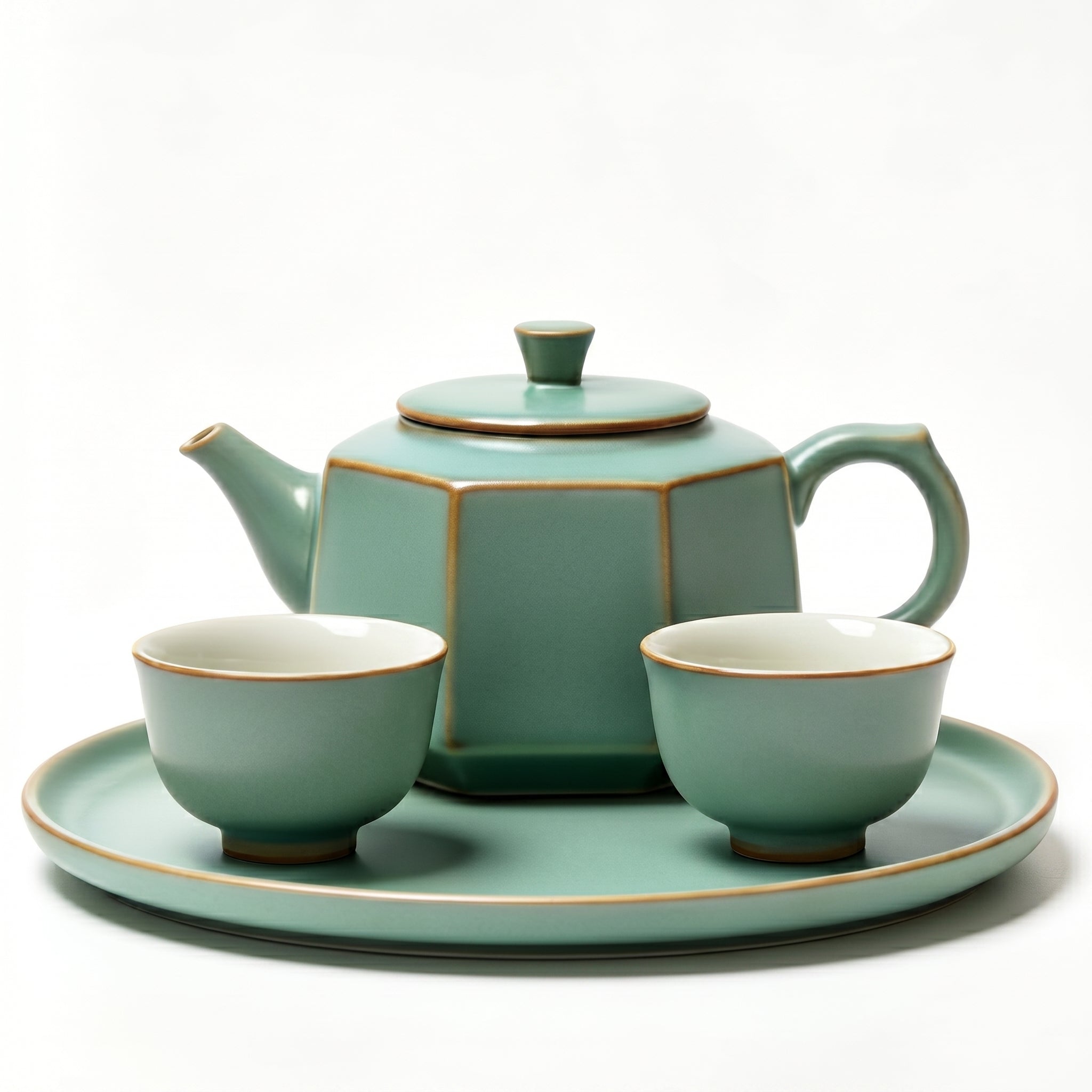 Hexagonal Celadon Tea Service