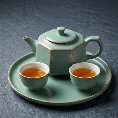 Hexagonal Celadon Tea Service