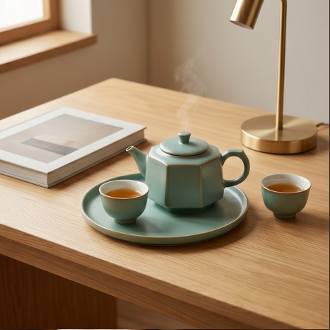 Hexagonal Celadon Tea Service