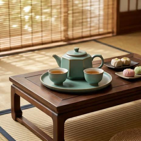 Hexagonal Celadon Tea Service