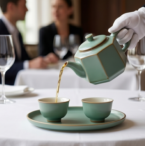 Hexagonal Celadon Tea Service