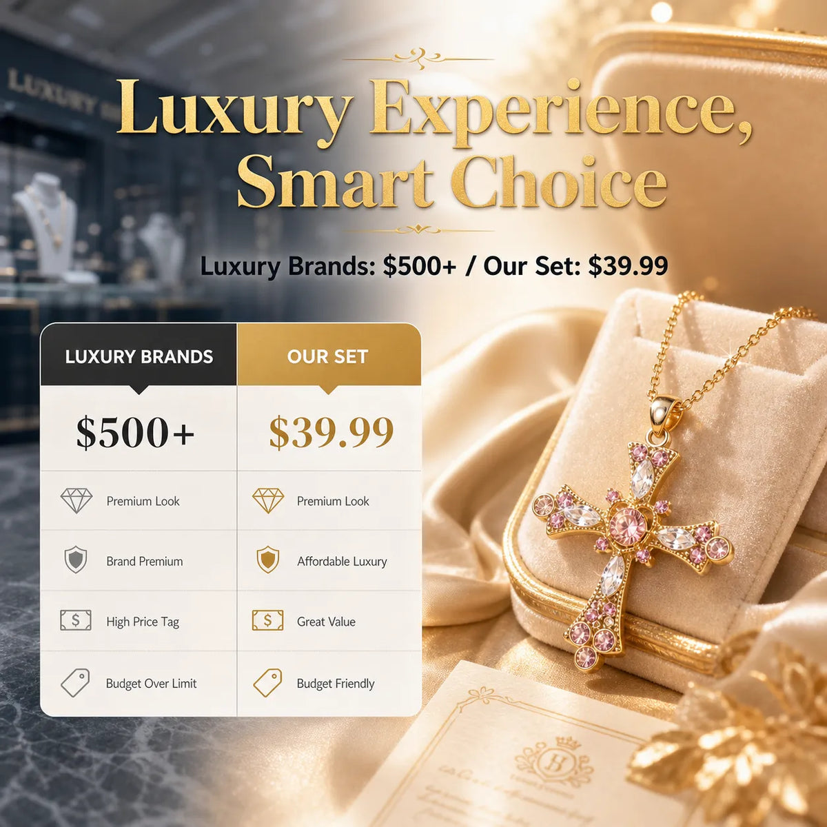 Women's Sparkling Diamond Jewelry – Elegant Diamond Cross Necklace -Last Day Sale-90% OFF🔥