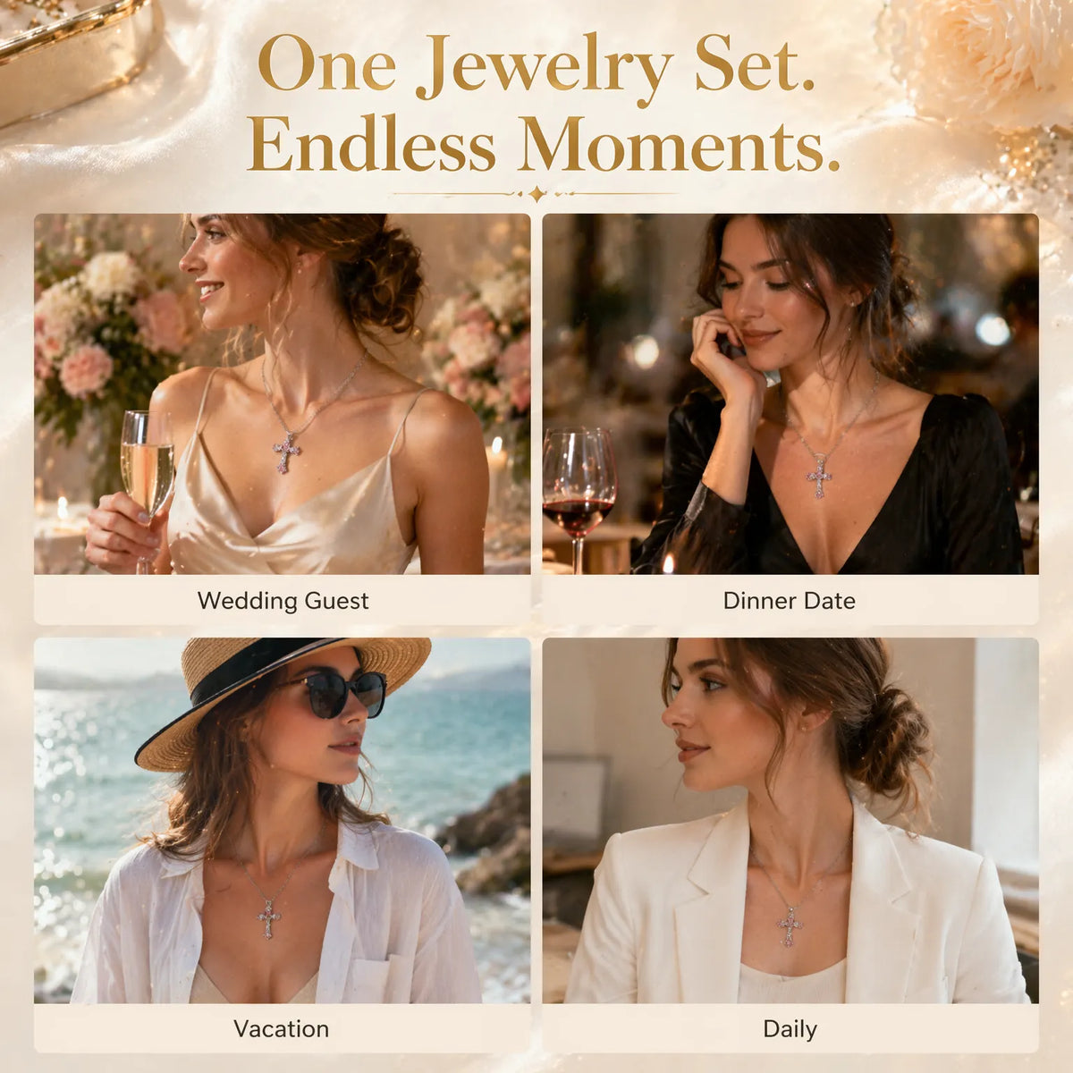 Women's Sparkling Diamond Jewelry – Elegant Diamond Cross Necklace -Last Day Sale-90% OFF🔥