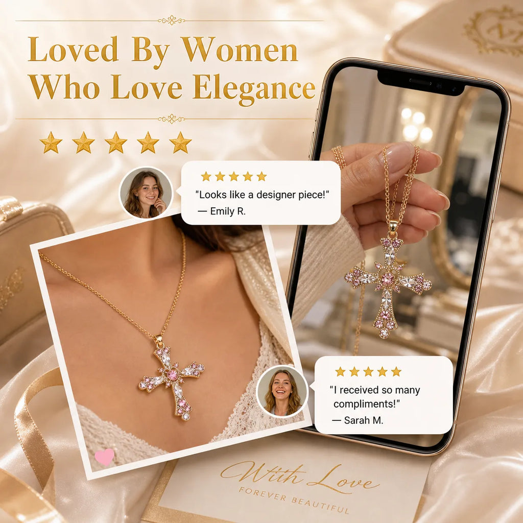 Women's Sparkling Diamond Jewelry – Elegant Diamond Cross Necklace -Last Day Sale-90% OFF🔥