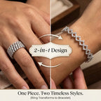 Transformable 2-in-1 Diamond Bracelet & Wide Ring in 18K White Gold--Last Day Sale-90% OFF🔥
