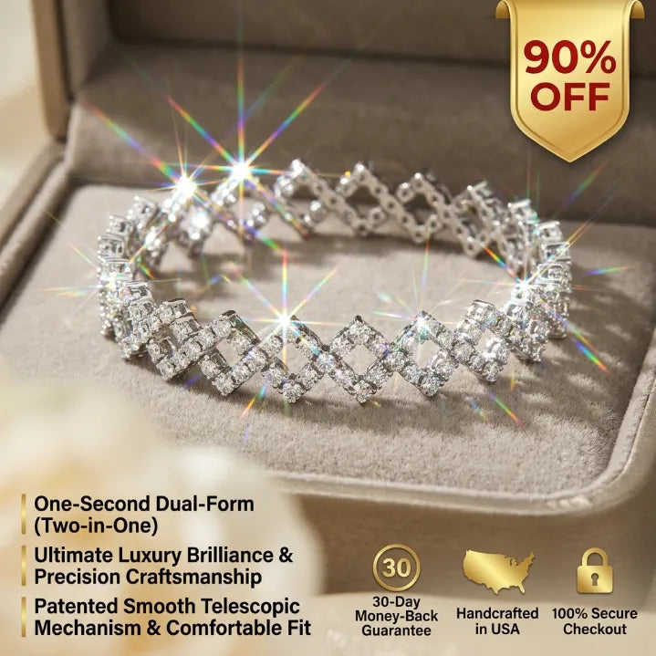 Transformable 2-in-1 Diamond Bracelet & Wide Ring in 18K White Gold--Last Day Sale-90% OFF🔥