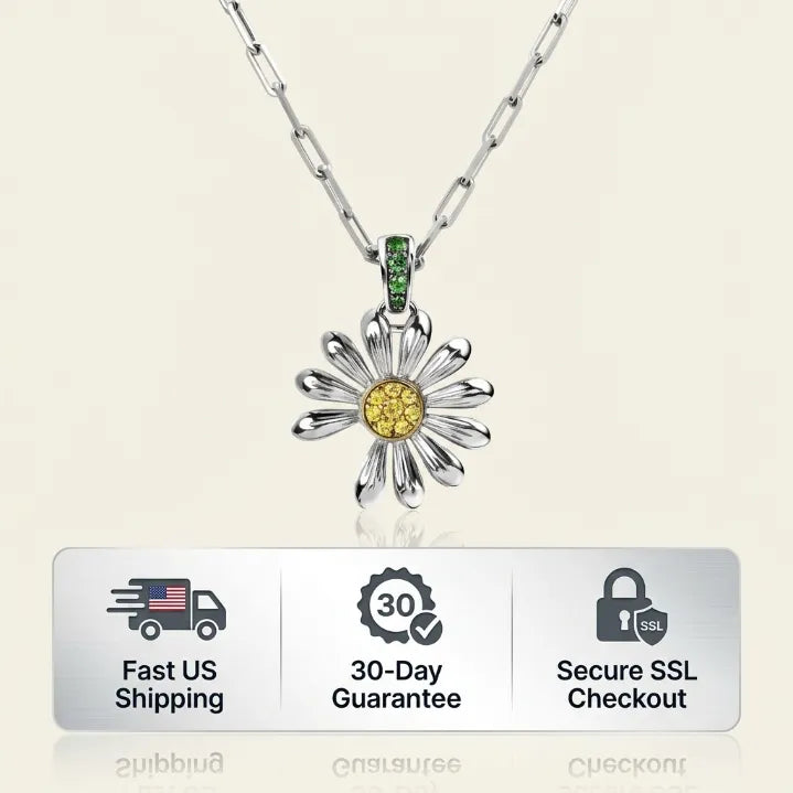 Elevate Your Daily Look — Asymmetric Daisy Pendant Necklace with Gemstone Accents | Last Day Sale 90% OFF🔥