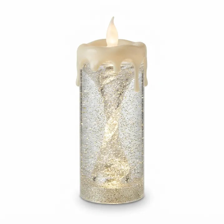 Magical Swirling Glitter LED Candle - Flameless Flickering Ambient Light with USB/Battery Power