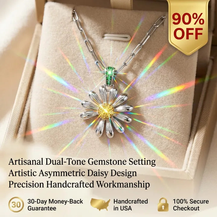 Elevate Your Daily Look — Asymmetric Daisy Pendant Necklace with Gemstone Accents | Last Day Sale 90% OFF🔥