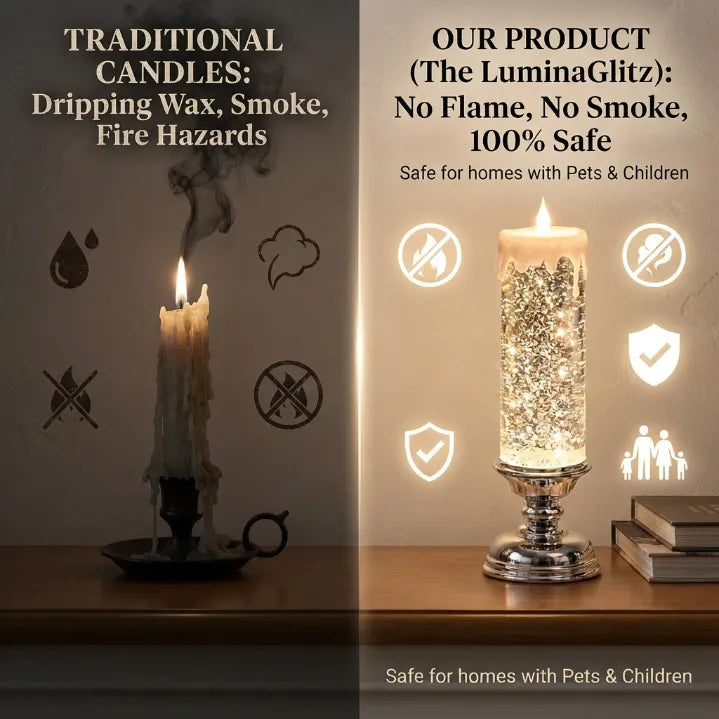 Magical Swirling Glitter LED Candle - Flameless Flickering Ambient Light with USB/Battery Power
