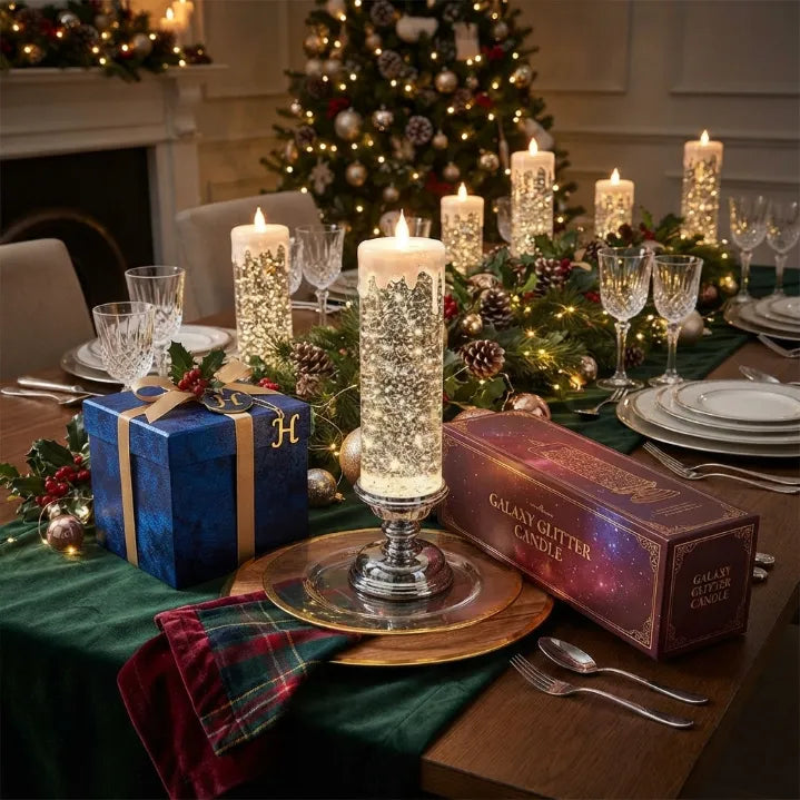 Magical Swirling Glitter LED Candle - Flameless Flickering Ambient Light with USB/Battery Power