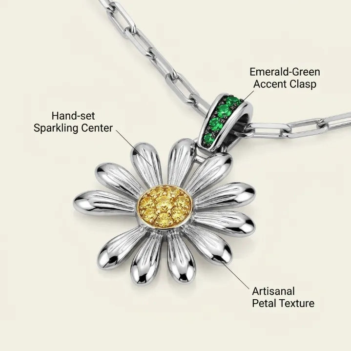 Elevate Your Daily Look — Asymmetric Daisy Pendant Necklace with Gemstone Accents | Last Day Sale 90% OFF🔥